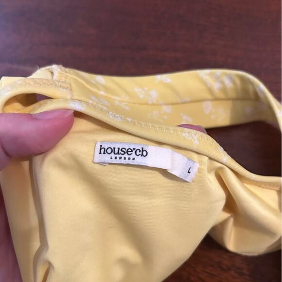 House of CB Mariposa Yellow‎ White Floral Print Bikini Bottoms Swim NWT Size L - Picture 4 of 8